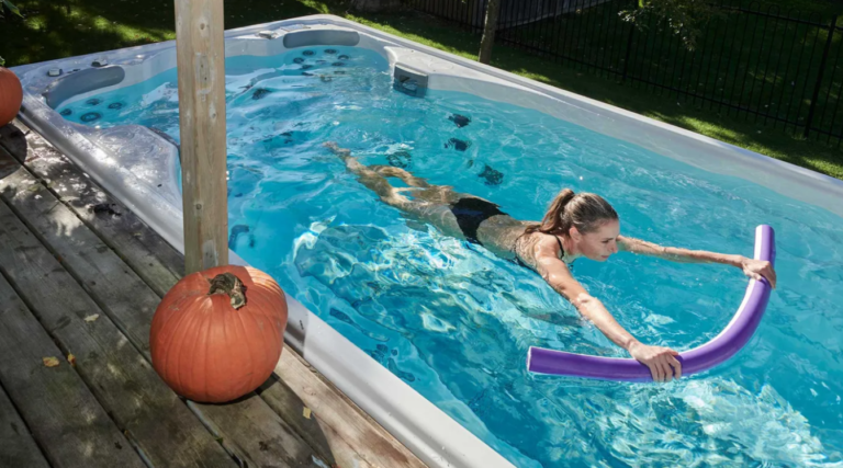 exercising in a swim spa